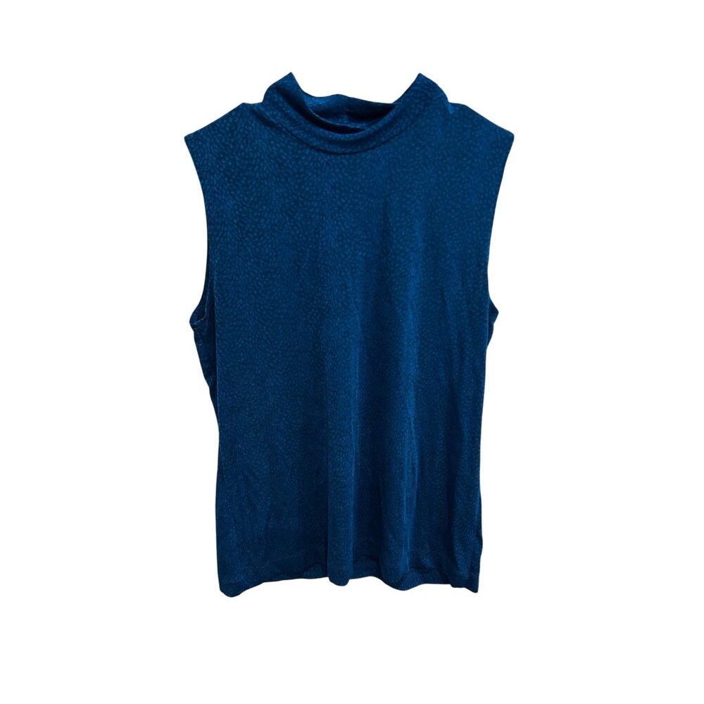 Weekenders Stretchy Sleeveless Blue Mock Neck Top Sz Medium